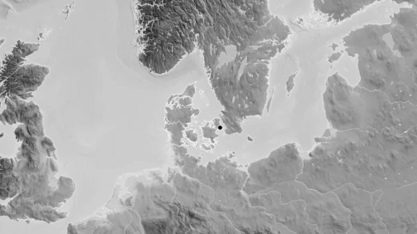 Zbliżenie Duńskiej Strefy Przygranicznej Jej Granic Regionalnych Mapie Szarości Główny — Zdjęcie stockowe