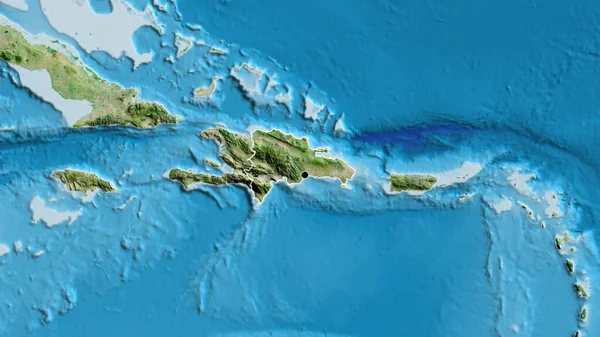 Крупним Планом Прикордонна Зона Домініканської Республіки Супутниковій Карті Столична Точка — стокове фото