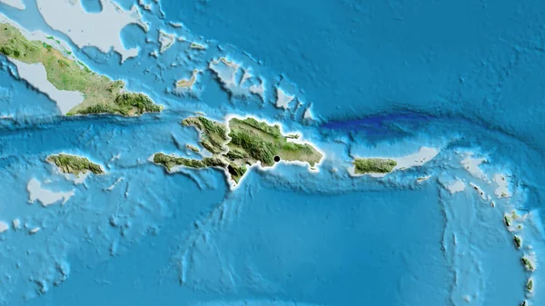 Close Dominican Republic Border Area Satellite Map Capital Point Glow — Stock Photo, Image