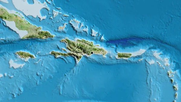在卫星地图上对多米尼加共和国边境地区及其区域边界进行了密切监视 资本点 国家形貌概述 — 图库照片