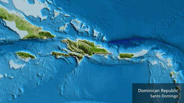Close Área Fronteira República Dominicana Mapa Satélite Ponto Capital Esboço — Fotografia de Stock