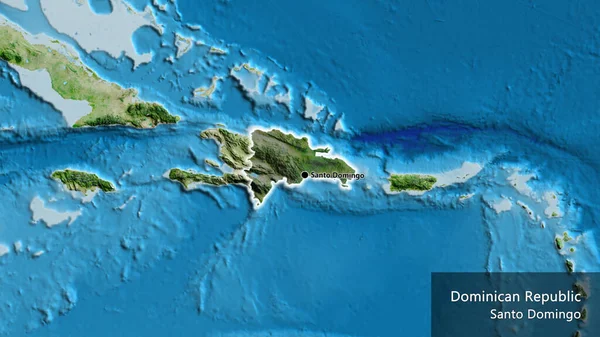 Detailní Záběr Pohraniční Oblasti Dominikánské Republiky Zvýrazňující Tmavé Překrytí Satelitní — Stock fotografie