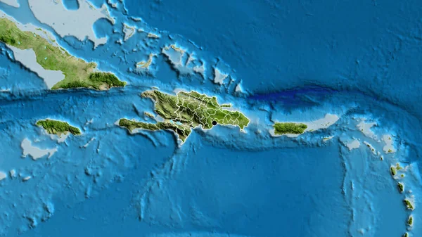 Närbild Gränsområdet Mellan Dominikanska Republiken Och Dess Regionala Gränser Satellitkarta — Stockfoto