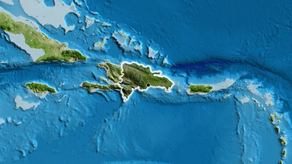 Zbliżenie Strefy Przygranicznej Republiki Dominikańskiej Ciemną Nakładką Zdjęciu Satelitarnym Yahoo — Zdjęcie stockowe
