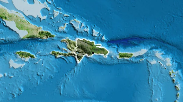 Close Dominican Republic Border Area Highlighting Dark Overlay Satellite Map — Stock Photo, Image