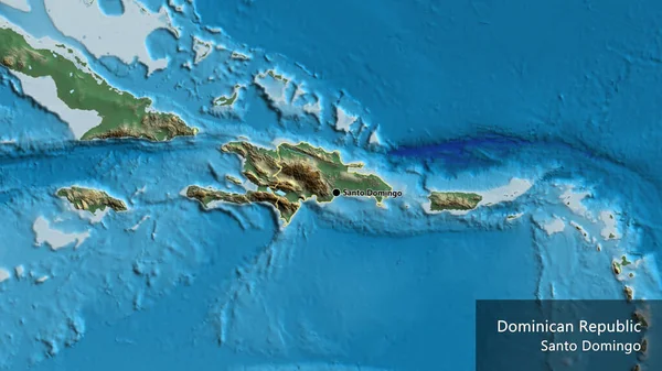 Close Área Fronteira República Dominicana Mapa Alívio Ponto Capital Esboço — Fotografia de Stock