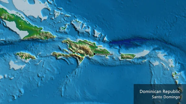 Close Dominican Republic Border Area Physical Map Capital Point Outline — Stock Photo, Image