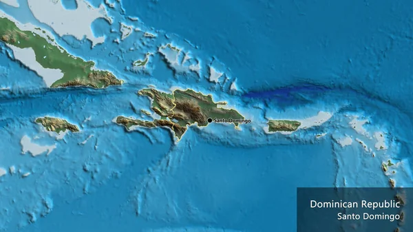 Close Dominican Republic Border Area Highlighting Dark Overlay Relief Map — Stock Photo, Image