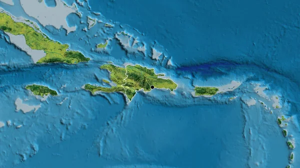 Close Área Fronteira República Dominicana Mapa Topográfico Ponto Capital Esboço — Fotografia de Stock