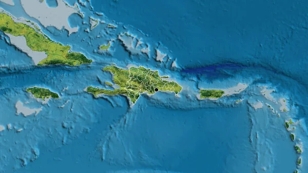 Detailní Záběr Pohraniční Oblasti Dominikánské Republiky Jejích Regionálních Hranic Topografické — Stock fotografie
