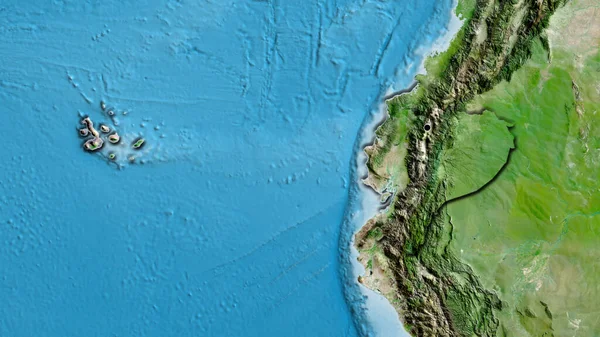 衛星地図上のエクアドル国境地帯の閉鎖 資本ポイント 国の形の縁が隠されている — ストック写真