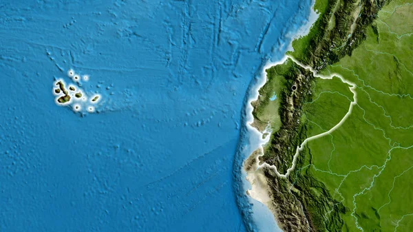 Крупный План Пограничной Зоны Эквадора Спутниковой Карте Отличный Момент Светится — стоковое фото