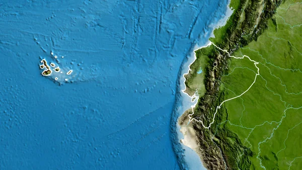 Zbliżenie Strefy Przygranicznej Ekwadoru Zdjęciu Satelitarnym Główny Punkt Zarys Kształtu — Zdjęcie stockowe