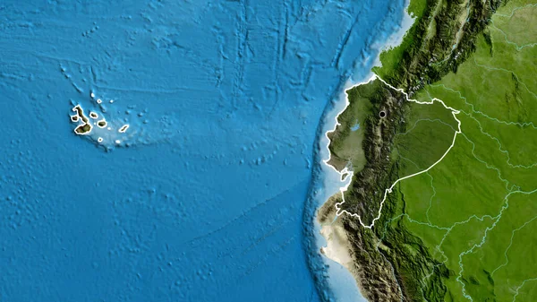 에콰도르 지역의 촬영은 지도에 오버레이로 조명되고 나라의 모양을 둘러싸고 — 스톡 사진