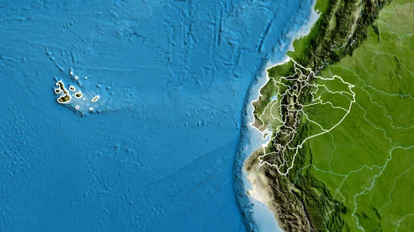 Close Área Fronteiriça Equador Suas Fronteiras Regionais Mapa Satélite Ponto — Fotografia de Stock