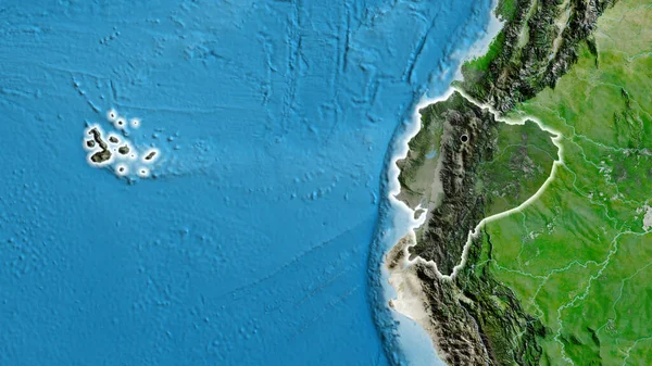 Zbliżenie Strefy Przygranicznej Ekwadoru Ciemną Pokrywą Mapie Satelitarnej Główny Punkt — Zdjęcie stockowe