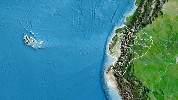 Крупный План Приграничной Зоны Эквадора Региональных Границ Спутниковой Карте Отличный — стоковое фото