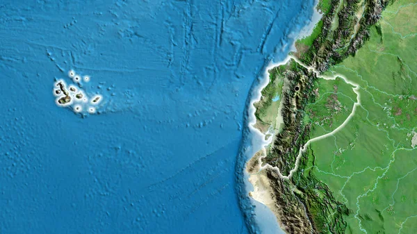 Detailní Záběr Pohraniční Oblasti Ekvádoru Satelitní Mapě Fakt Záře Kolem — Stock fotografie