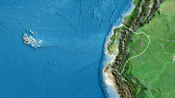 Detailní Záběr Pohraniční Oblasti Ekvádoru Satelitní Mapě Fakt Obrys Kolem — Stock fotografie