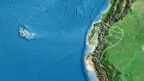 Ekvador Sınır Bölgesinin Bölgesel Sınırlarının Uydu Haritasına Yakın Çekim Ana — Stok fotoğraf