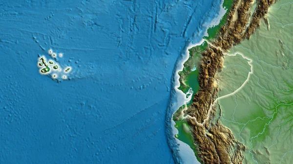 Zbliżenie Strefy Przygranicznej Ekwadoru Fizycznej Mapie Główny Punkt Blask Wokół — Zdjęcie stockowe