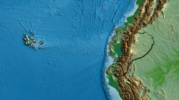 Nahaufnahme Des Ecuadorianischen Grenzgebiets Auf Einer Physischen Karte Kapitalpunkt Abgeschrägte — Stockfoto