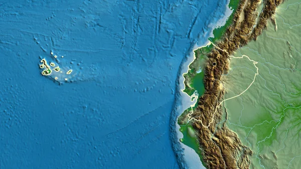 Nahaufnahme Des Ecuadorianischen Grenzgebiets Auf Einer Physischen Karte Kapitalpunkt Umrisse — Stockfoto