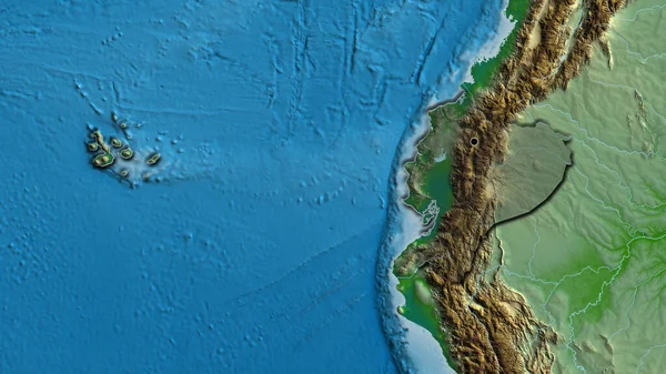 エクアドル国境地帯のクローズアップは 物理的な地図上の暗いオーバーレイで強調しています 資本ポイント 国の形の縁が隠されている — ストック写真