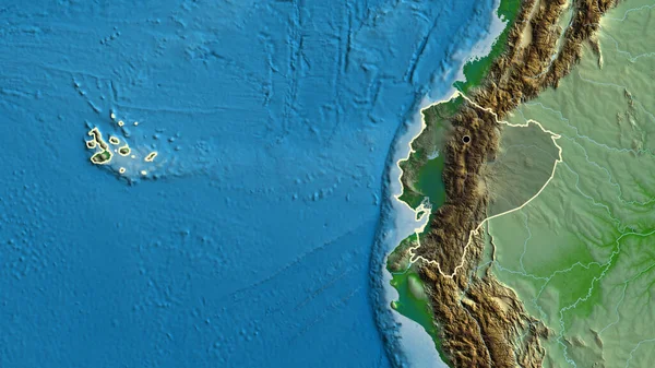 Närbild Ecuadors Gränsområde Med Ett Mörkt Överdrag Fysisk Karta Huvudpunkt — Stockfoto