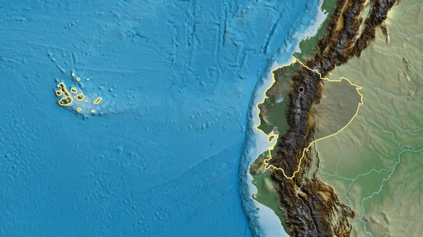 Närbild Ecuadors Gränsområde Med Fokus Ett Mörkt Överdrag Reliefkarta Huvudpunkt — Stockfoto
