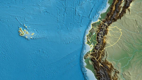在一张救济地图上对厄瓜多尔边境地区及其区域边界进行了密切监视 资本点 国家形貌概述 — 图库照片