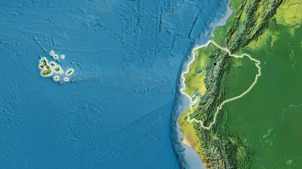 Nahaufnahme Des Ecuadorianischen Grenzgebiets Auf Einer Topografischen Karte Kapitalpunkt Glühen — Stockfoto