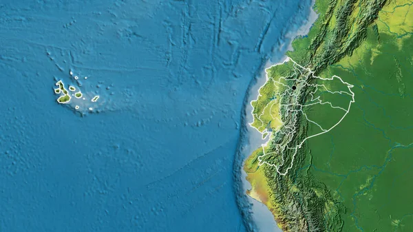 Close Área Fronteiriça Equador Suas Fronteiras Regionais Mapa Topográfico Ponto — Fotografia de Stock