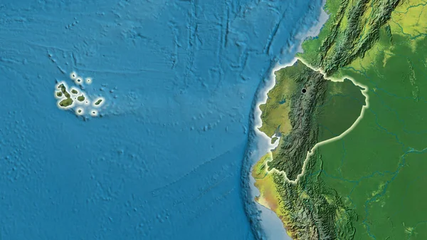 Närbild Ecuadors Gränsområde Med Ett Mörkt Överdrag Topografisk Karta Huvudpunkt — Stockfoto