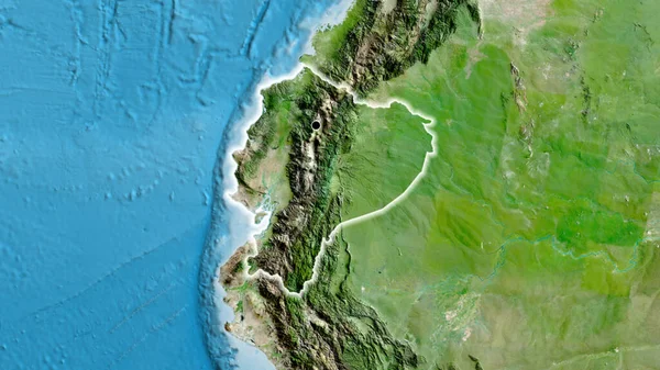 Närbild Ecuadors Gränsområde Satellitkarta Huvudpunkt Glow Runt Landet Form — Stockfoto