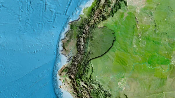 衛星地図上の暗いオーバーレイで強調されているエクアドル国境地域のクローズアップ 資本ポイント 国の形の縁が隠されている — ストック写真