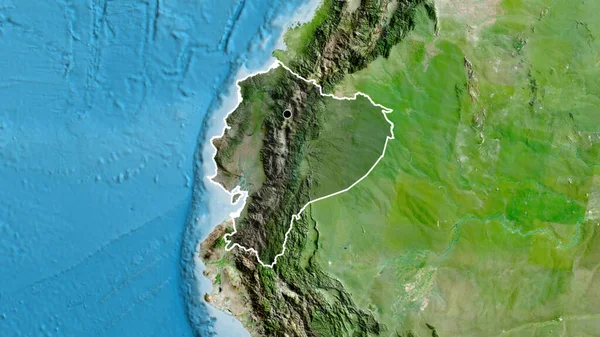 Närbild Ecuadors Gränsområde Med Mörk Överlagring Satellitkarta Huvudpunkt Skissera Runt — Stockfoto