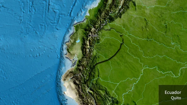 Κοντινό Πλάνο Της Συνοριακής Περιοχής Του Εκουαδόρ Δορυφορικό Χάρτη Σημάδι — Φωτογραφία Αρχείου