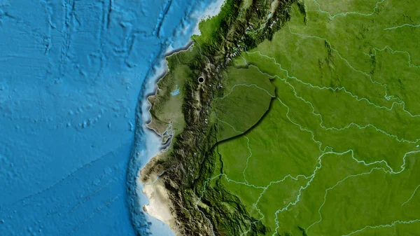 Närbild Ecuadors Gränsområde Med Mörk Överlagring Satellitkarta Huvudpunkt Skalade Kanter — Stockfoto