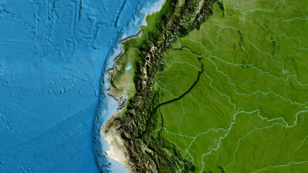Nahaufnahme Des Ecuadorianischen Grenzgebiets Auf Einer Satellitenkarte Kapitalpunkt Abgeschrägte Ränder — Stockfoto