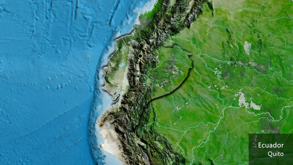 Primer Plano Zona Fronteriza Ecuador Mapa Satelital Punto Capital Bordes — Foto de Stock
