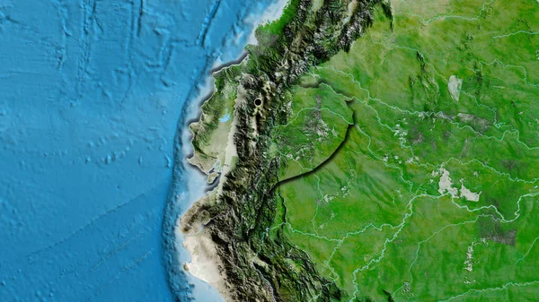 Крупный План Пограничной Зоны Эквадора Спутниковой Карте Отличный Момент Скошенный — стоковое фото