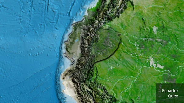 Close Ecuador Border Area Highlighting Dark Overlay Satellite Map Capital — Stock Photo, Image