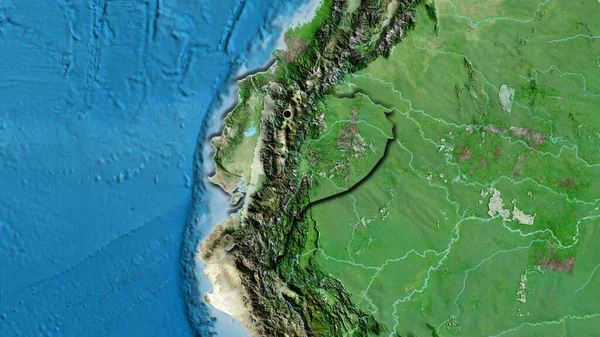 Primer Plano Zona Fronteriza Ecuador Mapa Satelital Punto Capital Bordes —  Fotos de Stock