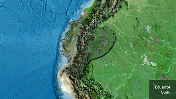 Ekvador Sınır Bölgesinin Uydu Haritasında Koyu Bir Örtüyle Işıklandırılması Ana — Stok fotoğraf