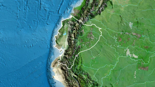 Close Área Fronteira Com Equador Mapa Satélite Ponto Capital Esboço — Fotografia de Stock