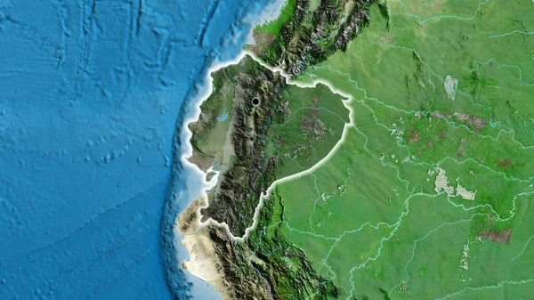 Närbild Ecuadors Gränsområde Med Mörk Överlagring Satellitkarta Huvudpunkt Glow Runt — Stockfoto
