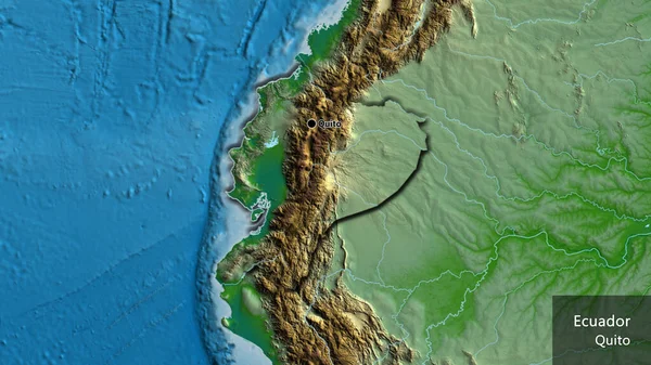 Primer Plano Zona Fronteriza Ecuador Mapa Físico Punto Capital Bordes — Foto de Stock