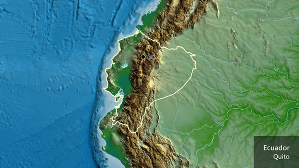 Primer Plano Zona Fronteriza Ecuador Mapa Físico Punto Capital Esquema — Foto de Stock