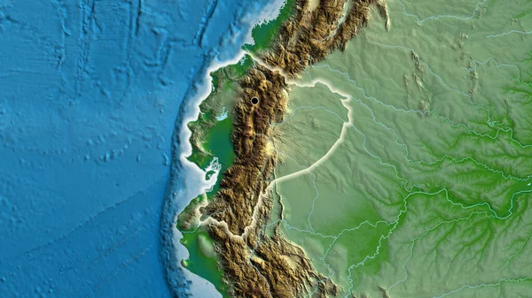 Primer Plano Zona Fronteriza Ecuador Mapa Físico Punto Capital Brillan —  Fotos de Stock